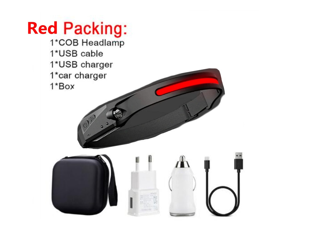 LED Induction Headlamp Flashlight- USB Rechargeable and Waterproof