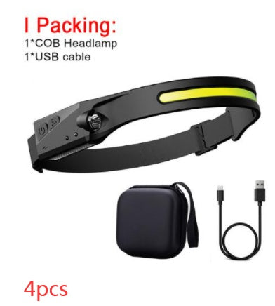 LED Induction Headlamp Flashlight- USB Rechargeable and Waterproof
