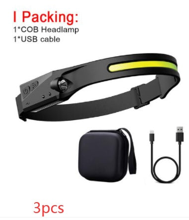 LED Induction Headlamp Flashlight- USB Rechargeable and Waterproof